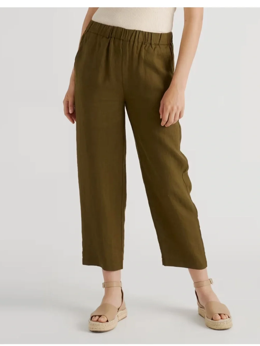 Quince Women’s Size XL Extra Large Martini Olive Green European Linen Pants